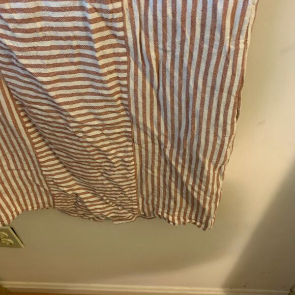 Madewell S Red White Stripe Play Button Back Linen Blend Shift Mini Dress G5305 - Picture 12 of 14